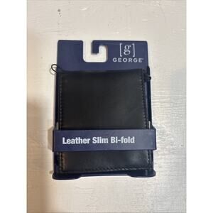 George Leather Slim Bi-Fold Wallet Black
